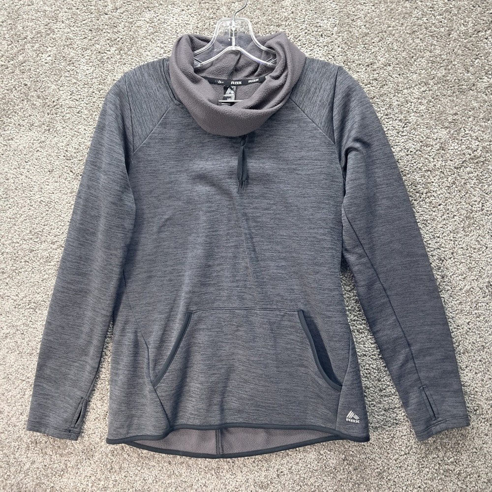 RBX Womens Small Gray Cowl Neck Pullover Fleece Lined Thumbholes CR1106